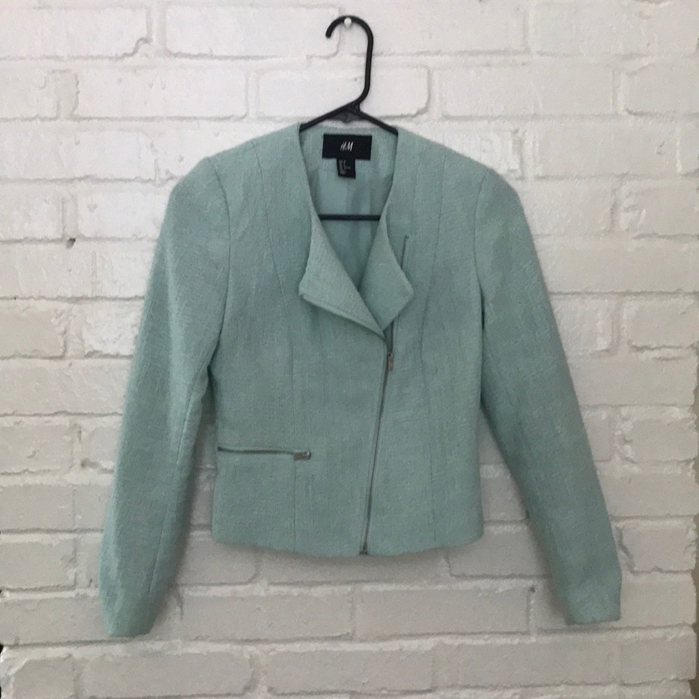 Mint tweed moto blazer XS 0 2